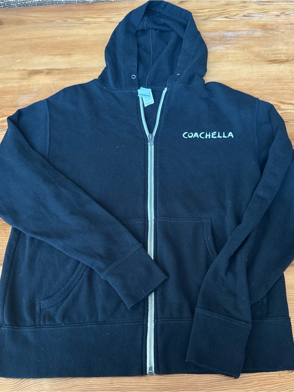 Coachella Official Festival Black Full Zip Hoodie Sweatshirt Size Small